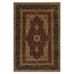 6'x8'9" Red Wool and Silk 300 KPSI Medallion Design Hand Knotted Oriental Rug