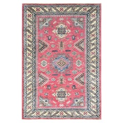 6'x8'9" Taffy Pink, Natural Wool Hand Knotted, Afghan Super Kazak Rug