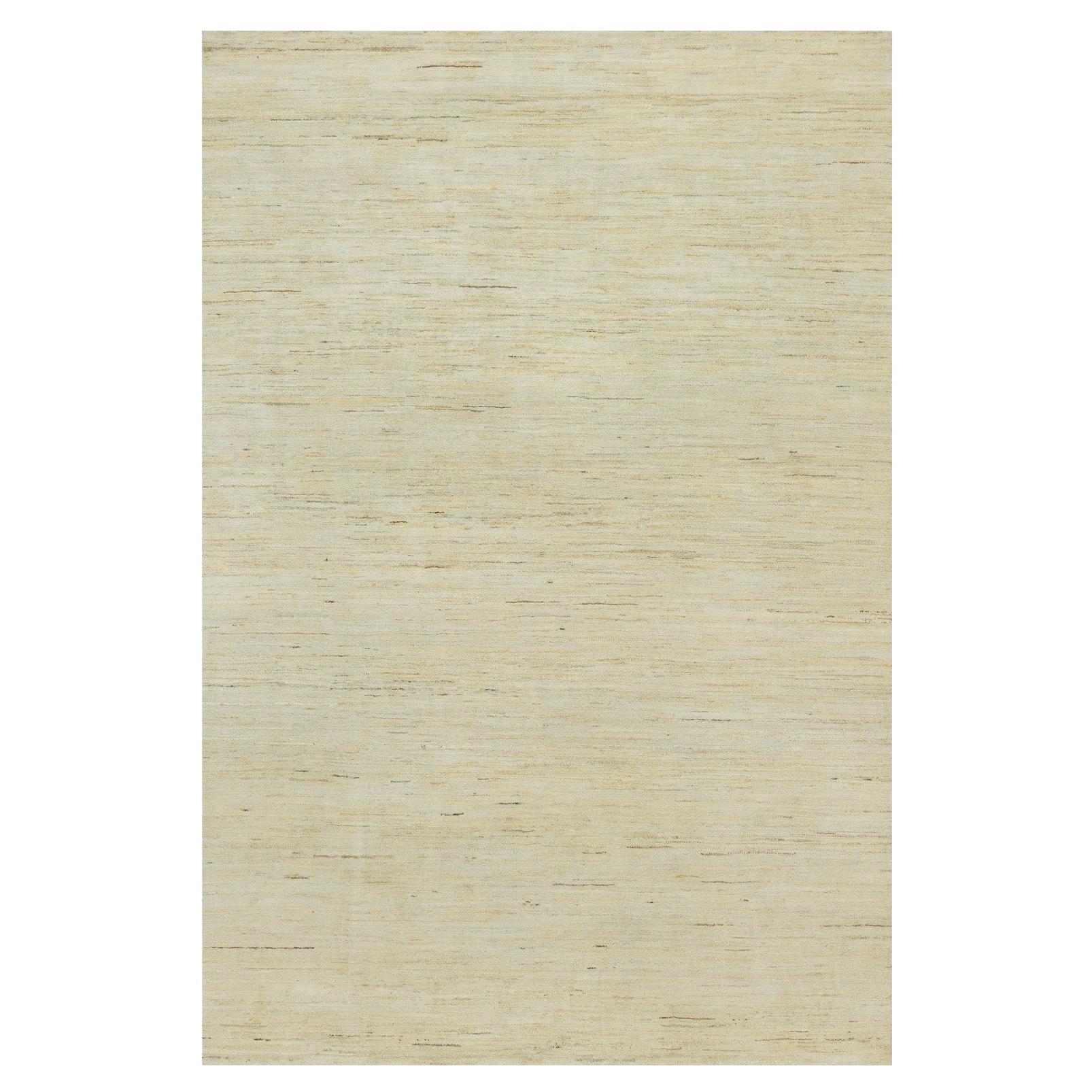 6'x9' Tappeto antico in lana bianca annodato a mano Lori Buft Gabbeh Plain Design in vendita