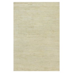 6'x9' Tappeto antico in lana bianca annodato a mano Lori Buft Gabbeh Plain Design