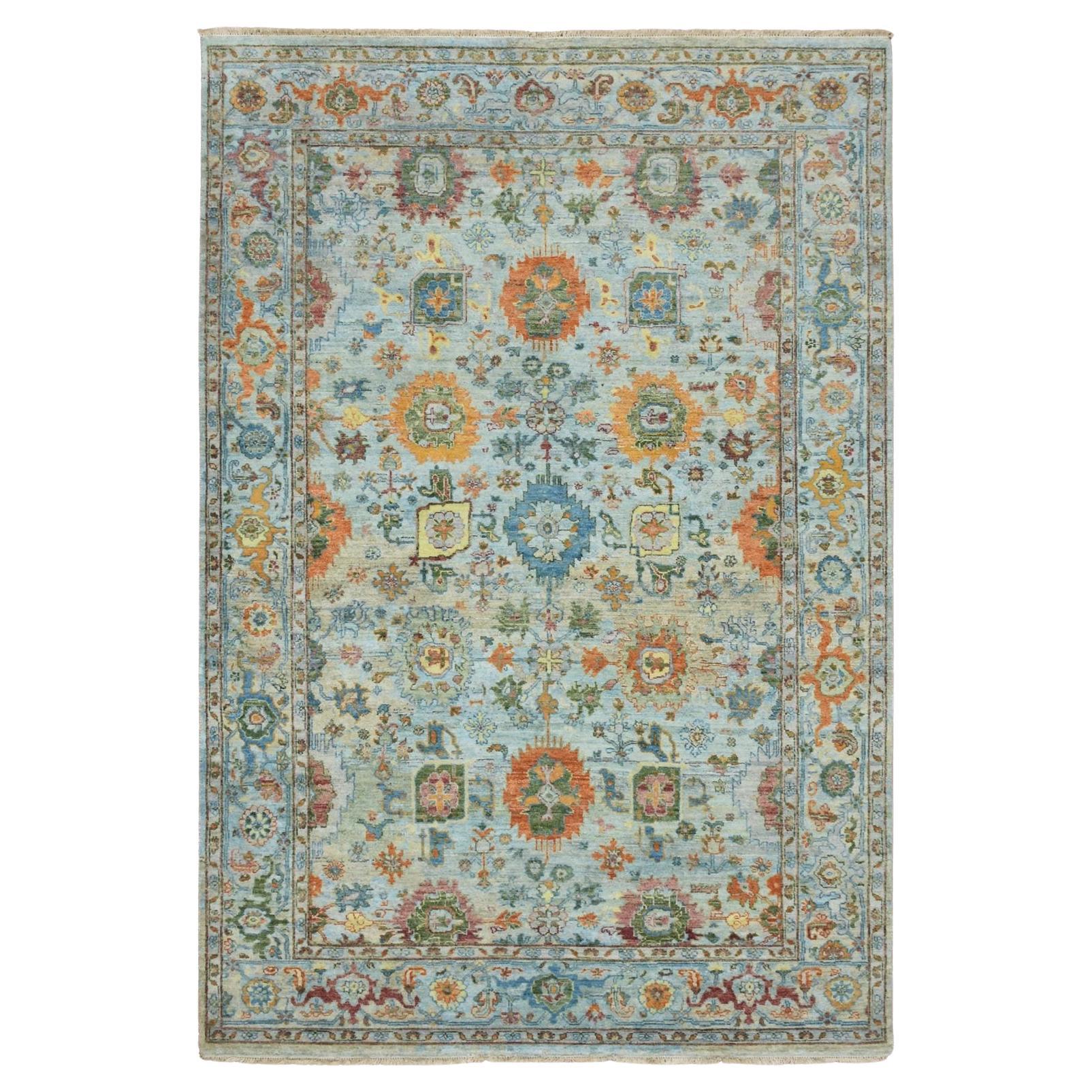 6
x9
 Baby Blue Sultanabad Reimagined Hand Knotted Pure Wool Zero Pile Rug