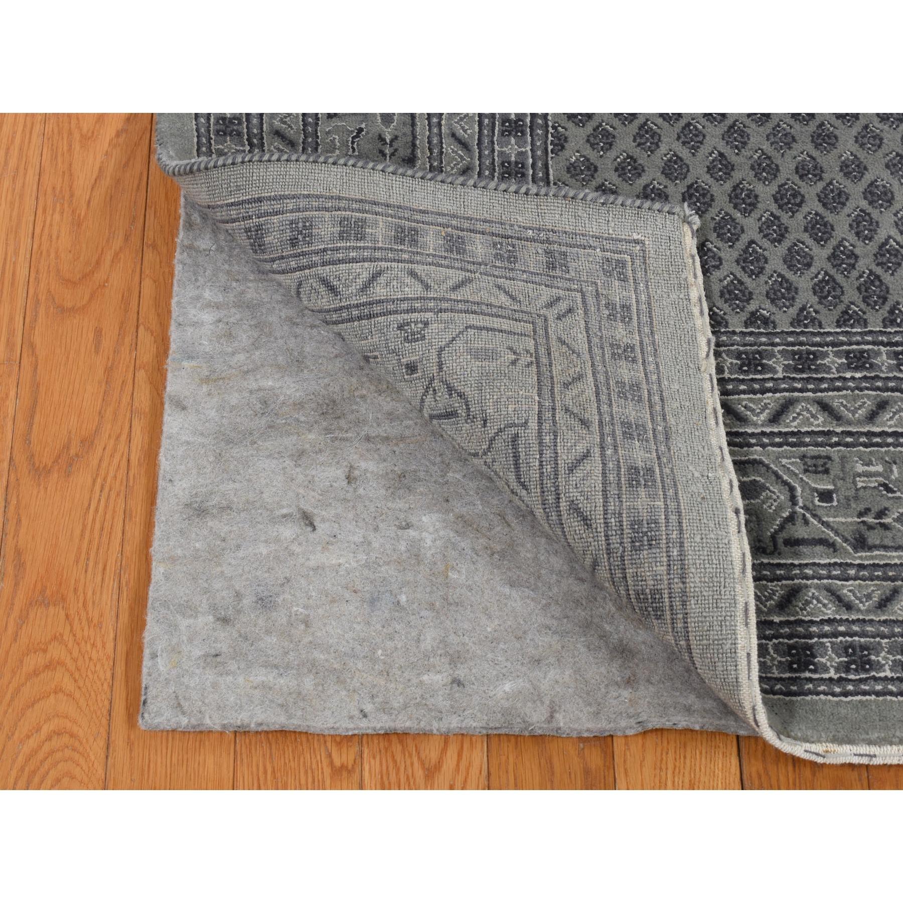 Hand-Knotted 6'x9' Battleship Gray, Sarouk Mir, Wool and Silk Hand Knotted Oriental Rug For Sale