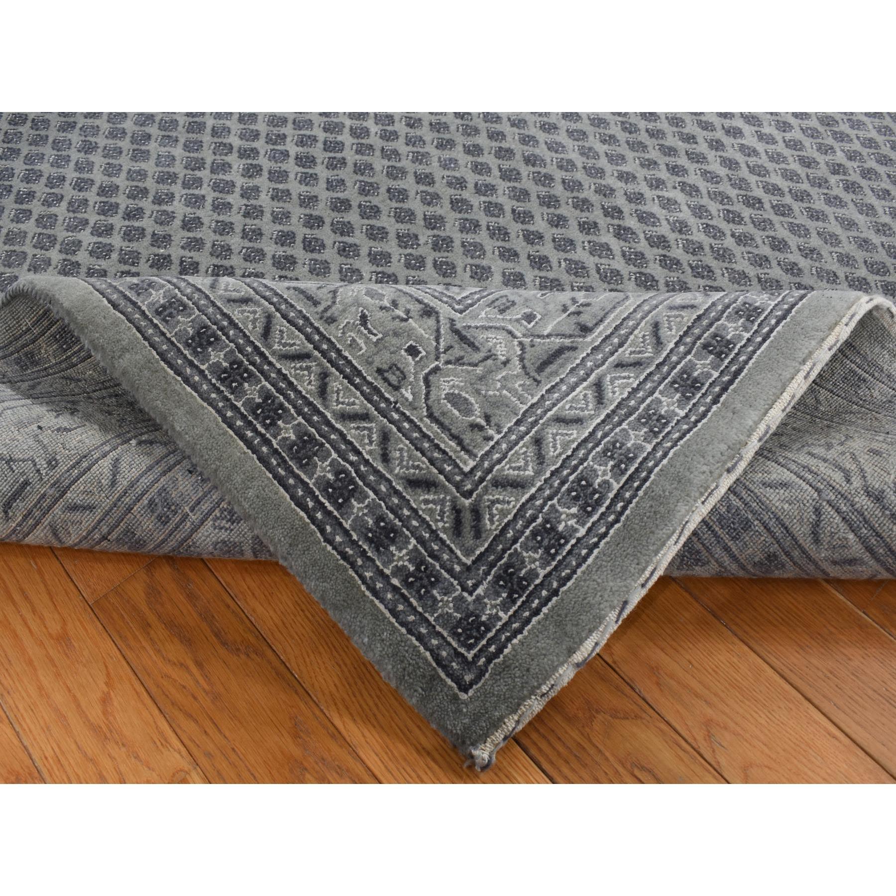 6'x9' Battleship Gray, Sarouk Mir, Wool and Silk Hand Knotted Oriental Rug In New Condition For Sale In Carlstadt, NJ