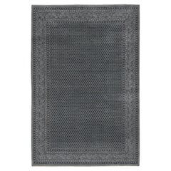 6'x9' Battleship Gray, Sarouk Mir, Wool and Silk Hand Knotted Oriental Rug
