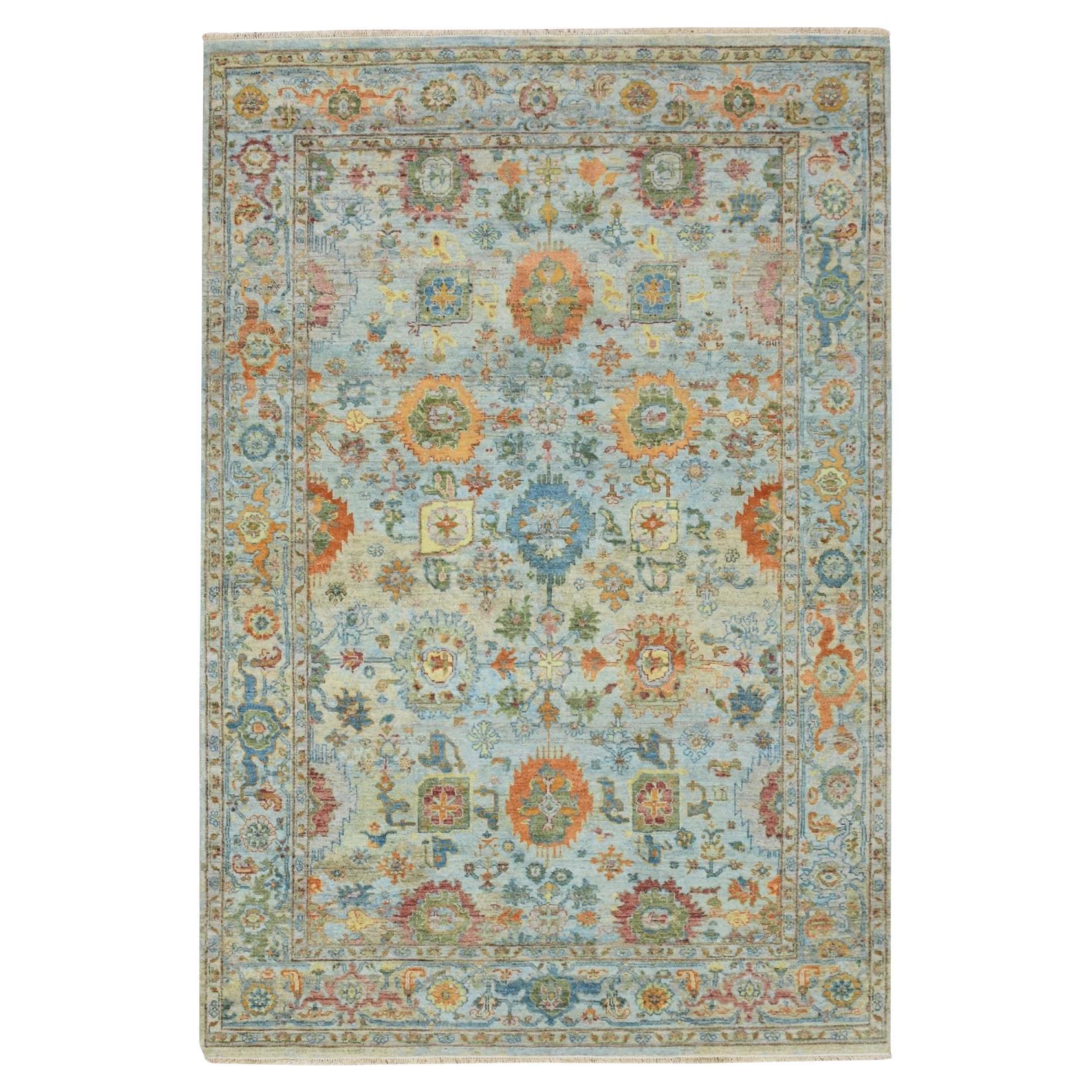 6
x9
 Beau Blue Orange Leafs Sultanabad Reimagined Hand Knotted Wool Rug