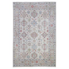 6'x9' Beige, Extra Soft Wool Hand Knots Rugs, Finer Peshawar Rug