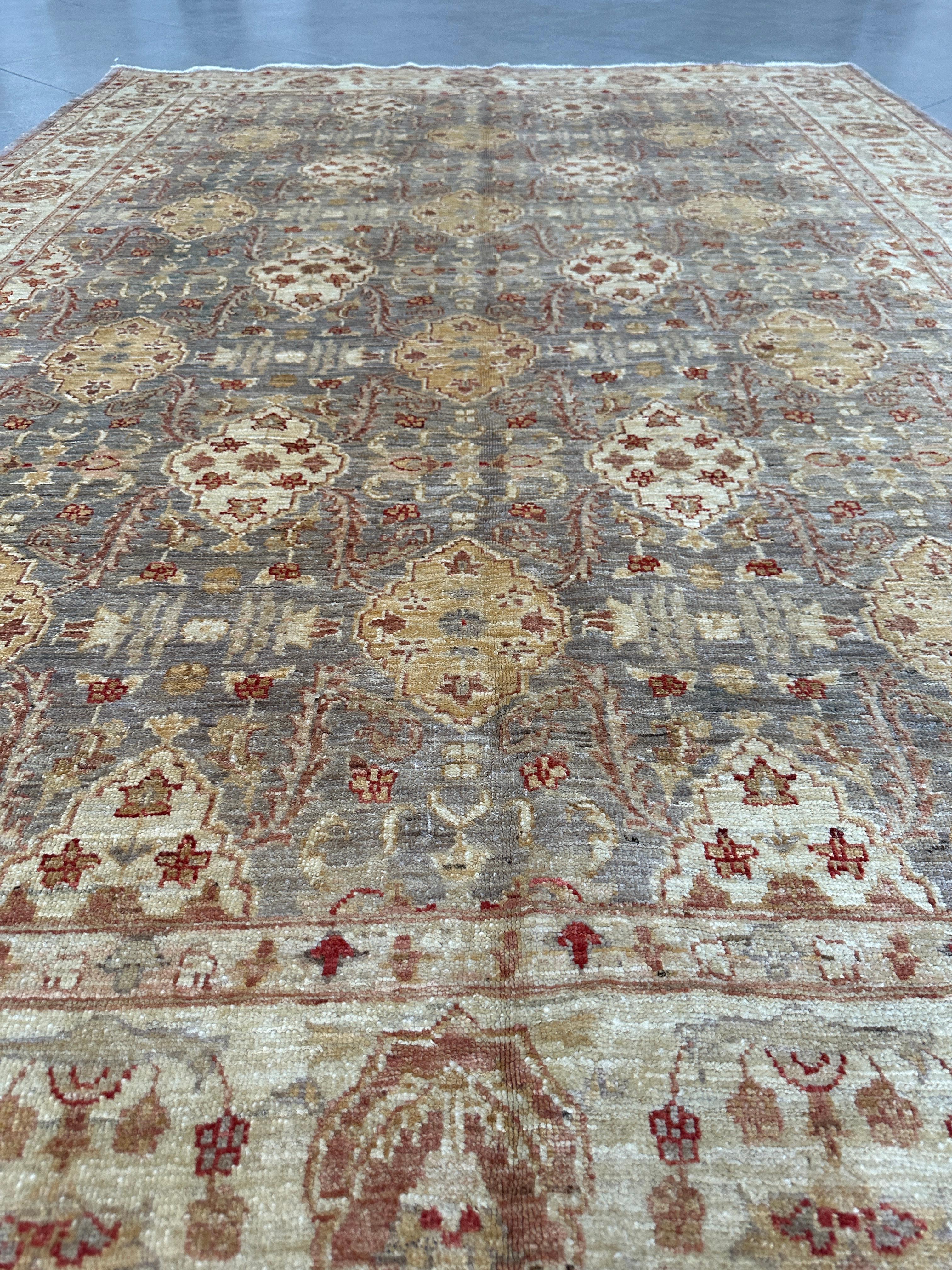 6x9 Beige, Orange, and Brown Traditional Area Rug For Sale 3