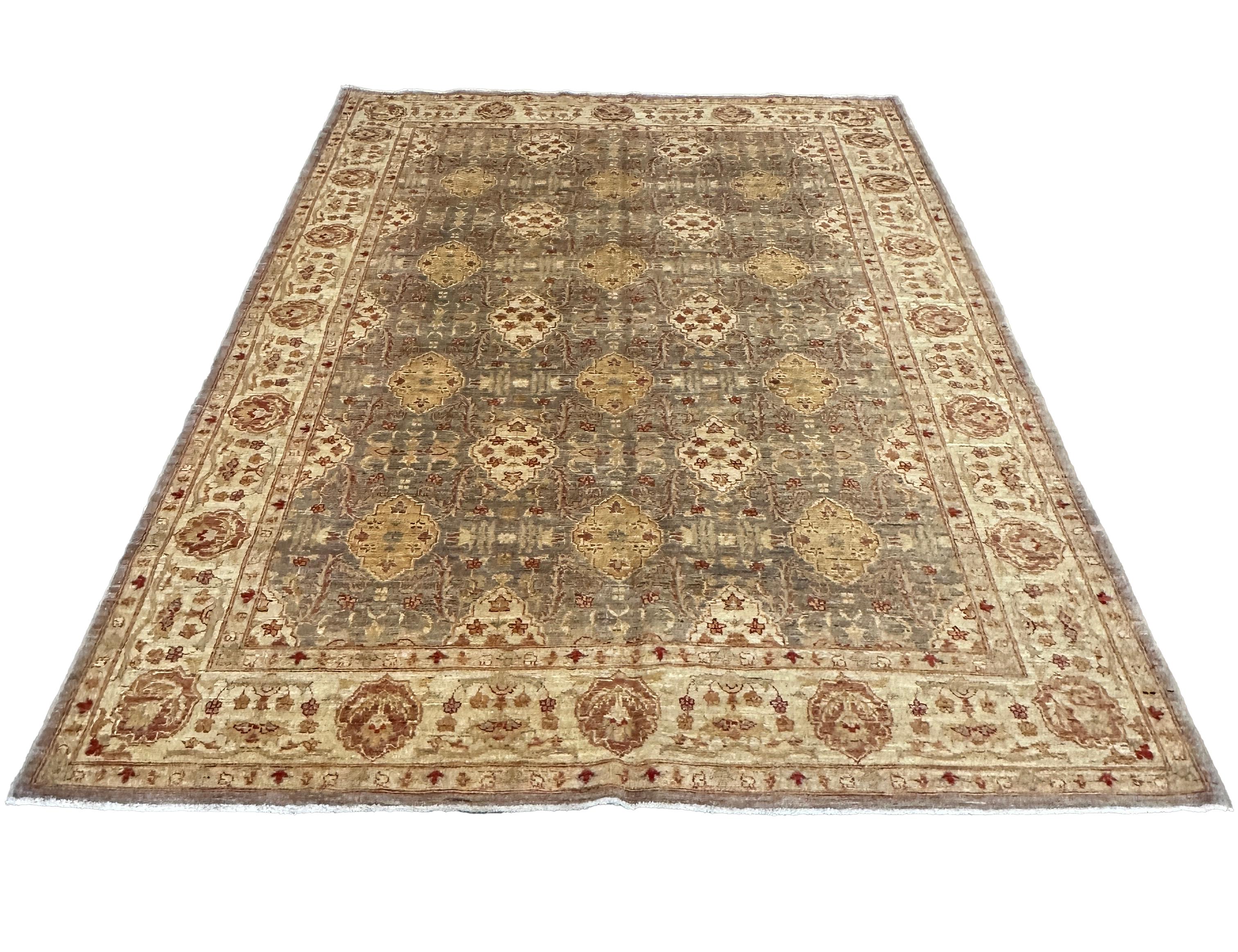 Hand-Knotted 6x9 Beige, Orange, and Brown Traditional Area Rug For Sale