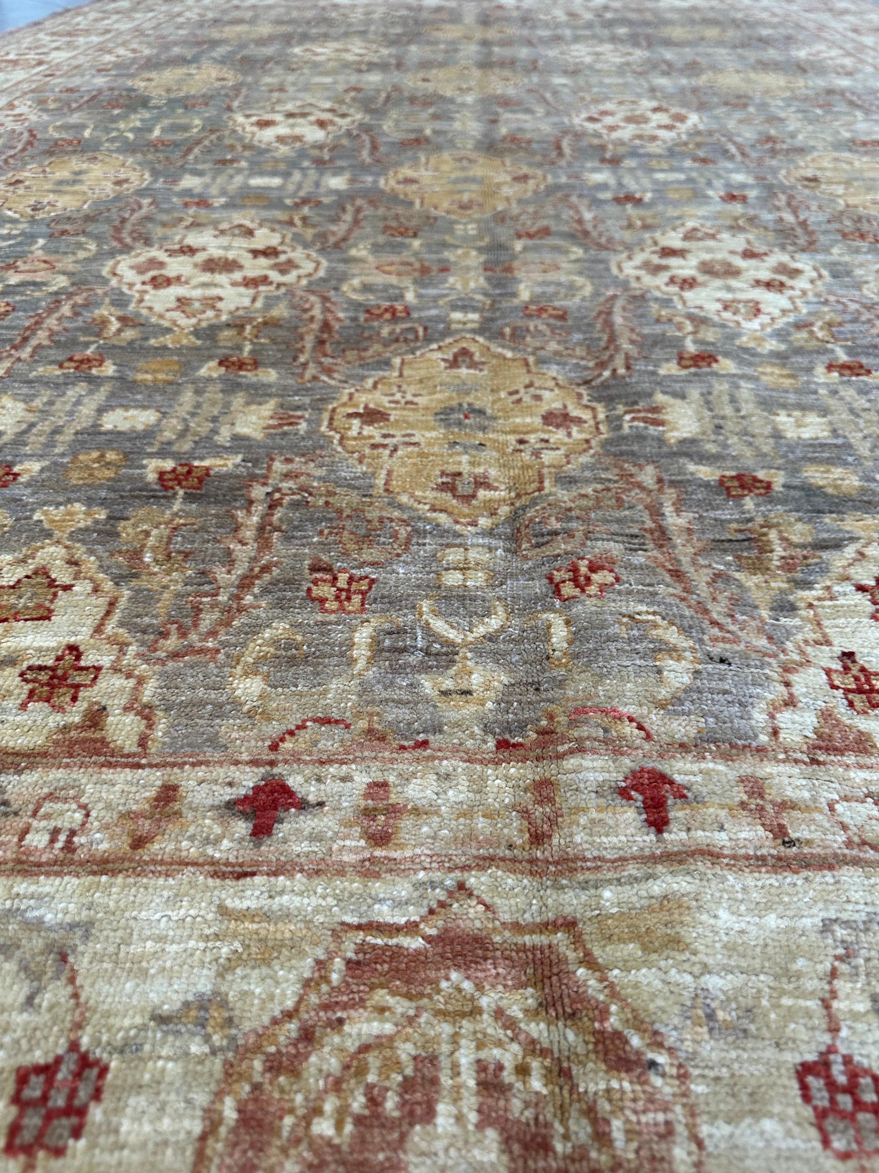 6x9 Beige, Orange, and Brown Traditional Area Rug For Sale 2