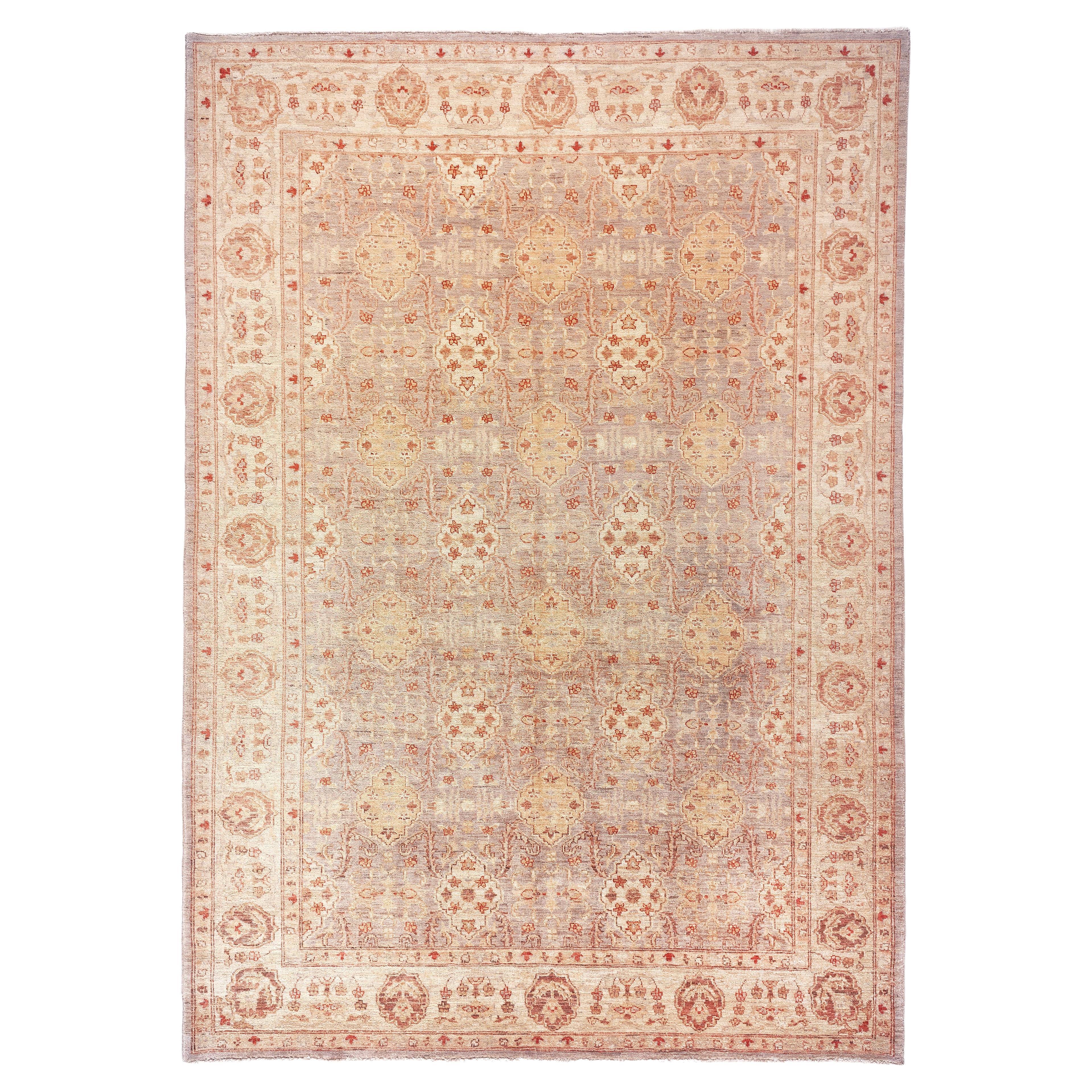 6x9 Beige, Orange, and Brown Traditional Area Rug