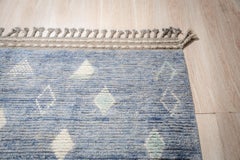 6x9 Blue Hand-Knotted Wool Faded Denim Texture Tribal Modern Carpet Rug