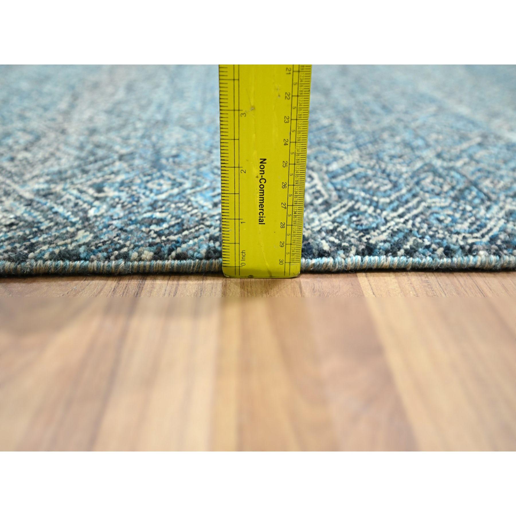 6'x9' Blue Kohinoor Herat Small Geometric Pattern Hand Knotted Soft Wool Rug For Sale 3