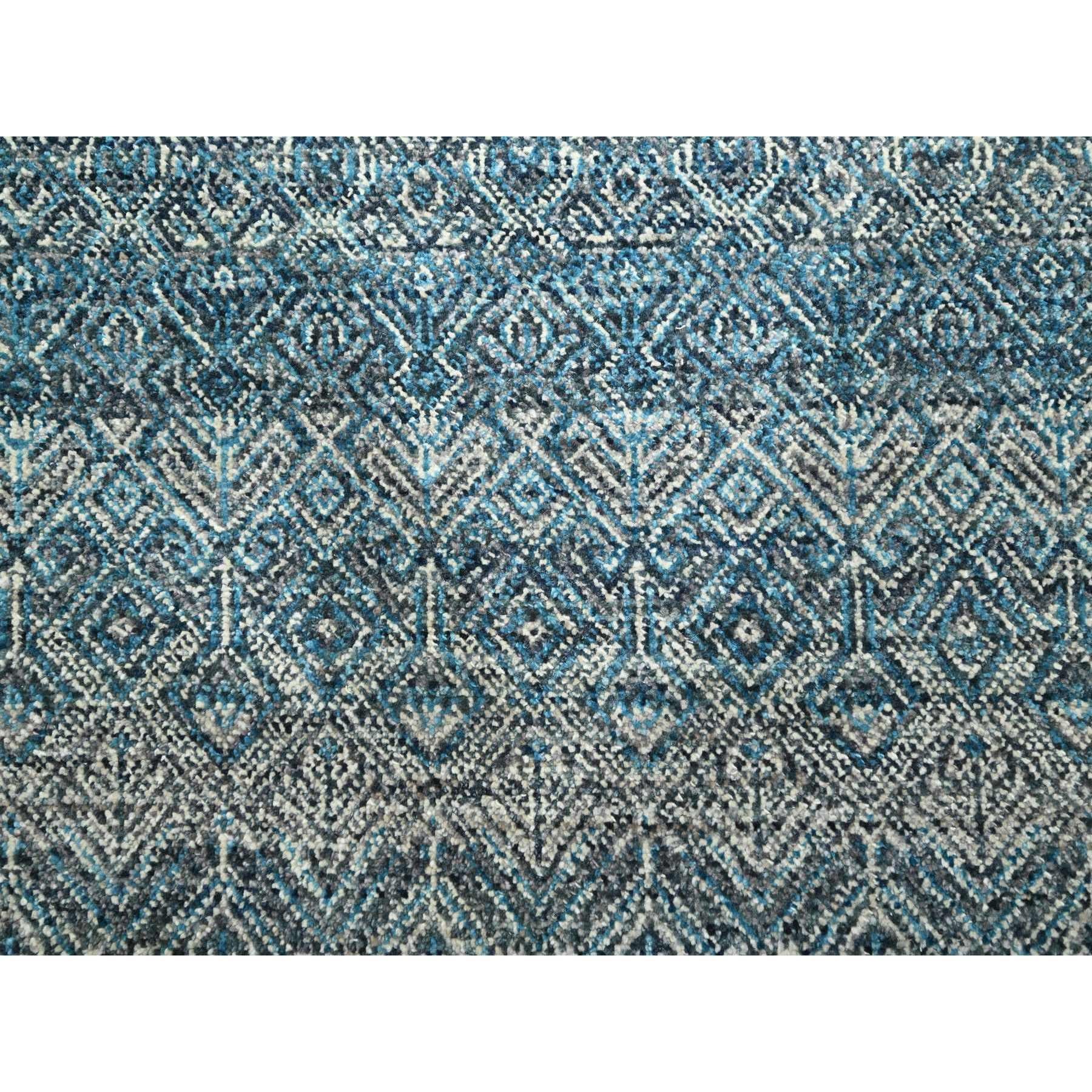 6'x9' Blue Kohinoor Herat Small Geometric Pattern Hand Knotted Soft Wool Rug For Sale 1