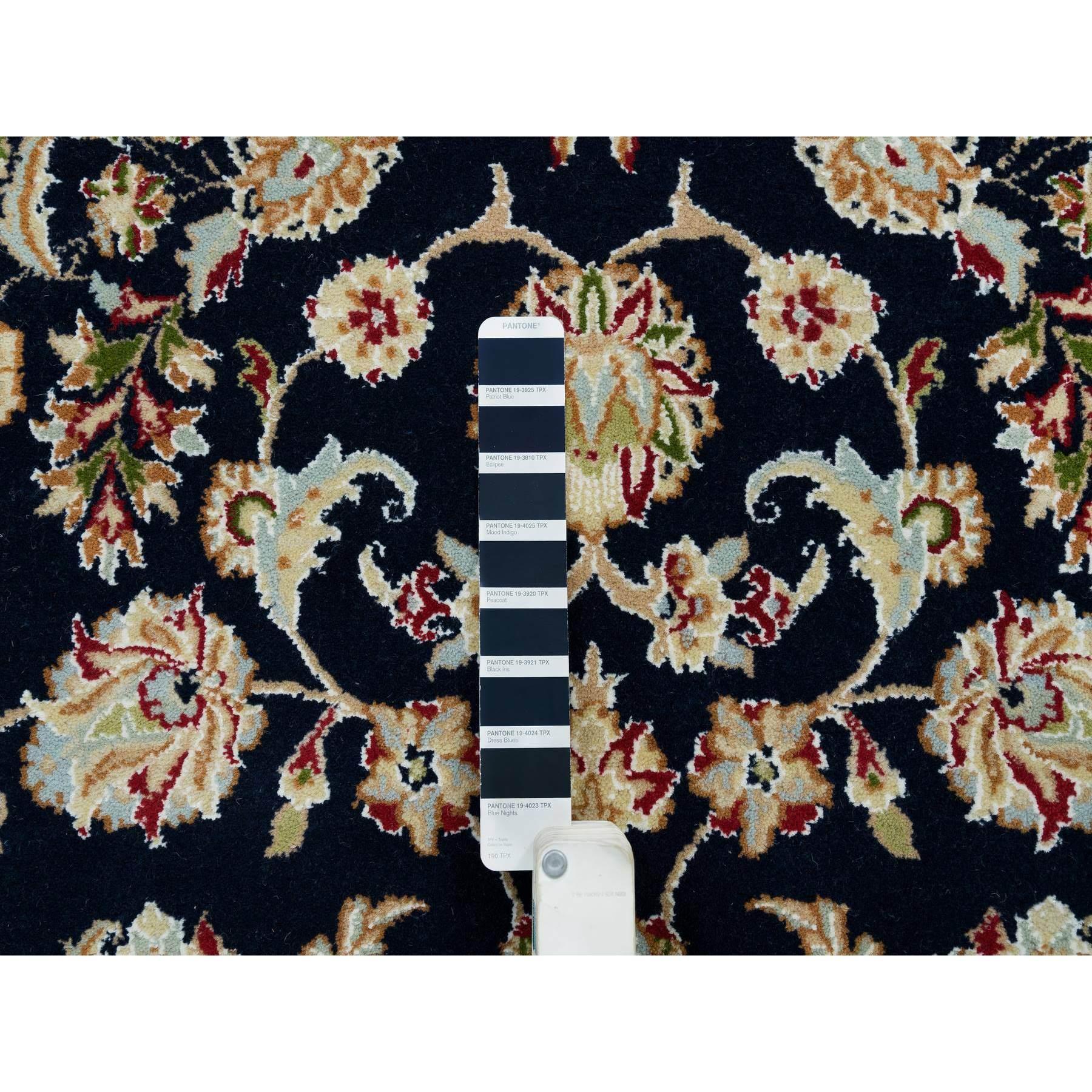 Alfombra de lana anudada a mano 250 KPSI de 6'x9' Azul Nain con diseño de medallón central Lana en venta