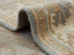 6x9 Blue Oushak with Cream Border and Medallion Hand Knotted Rug (G-13708)