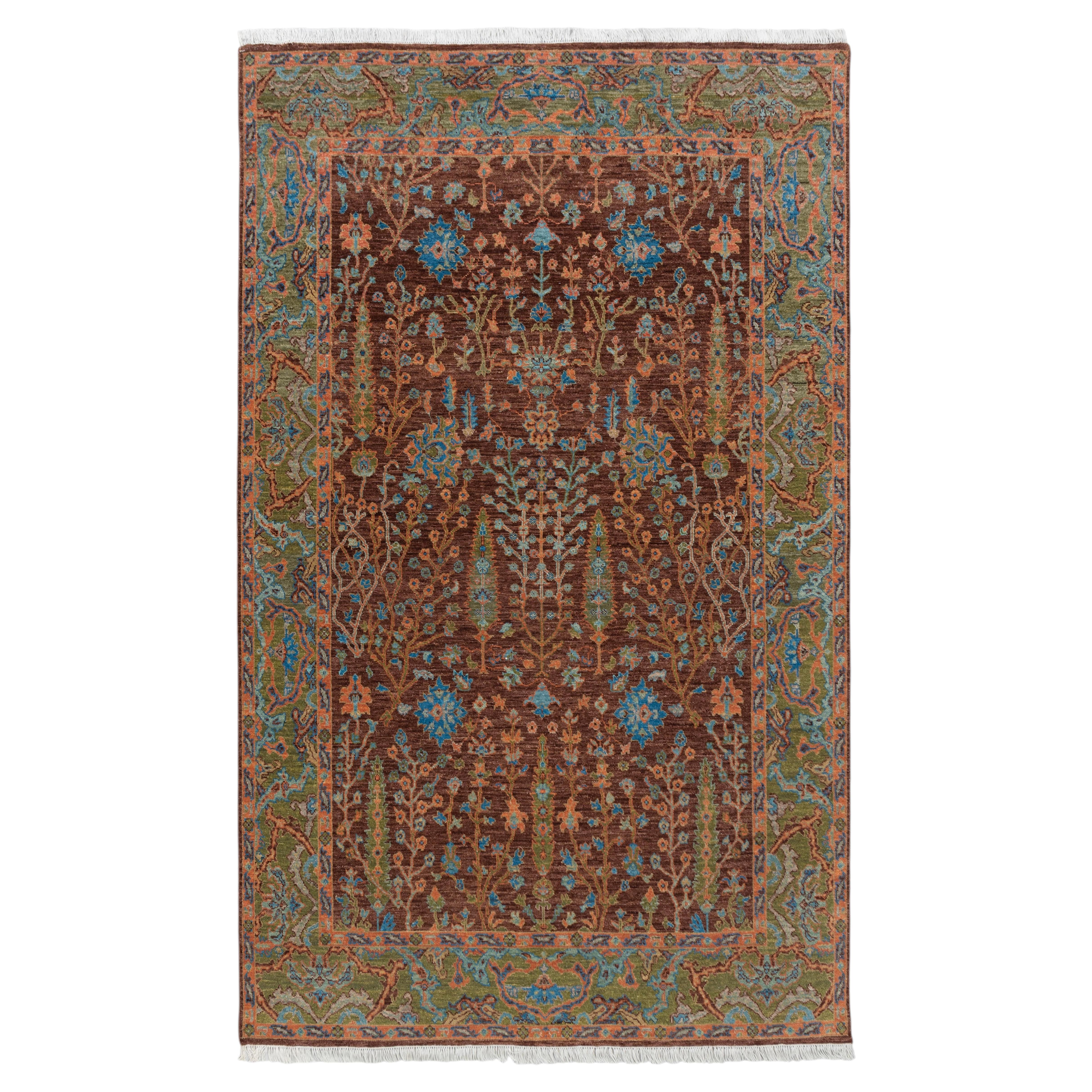 6x9 Brown Cypress Tree Of Persian Hand Knotted Wool Rug ( JC-5323 ) For Sale