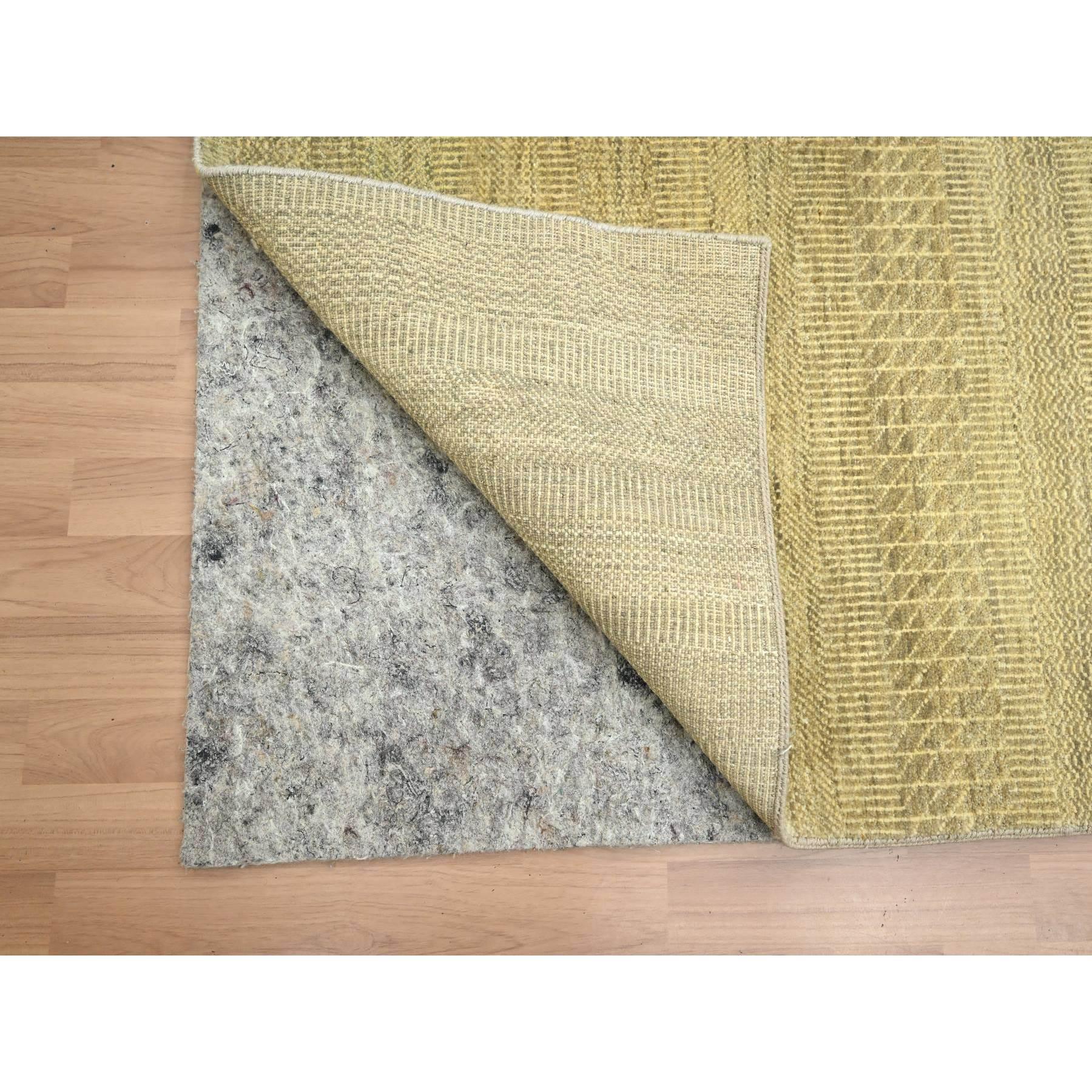 Hand-Knotted 6'x9' Brown Denser Weave Modern Grass Design Hand Knotted Wool & Silk Rug For Sale