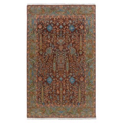 6x9 Brown Green Cypress Tree Of Life Hand Knotted Wool Rug ( JC-5323)