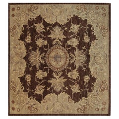 6x9 Brown Hand-Knotted Wool Floral Mandala Classic Traditional Modern Carpet Rug