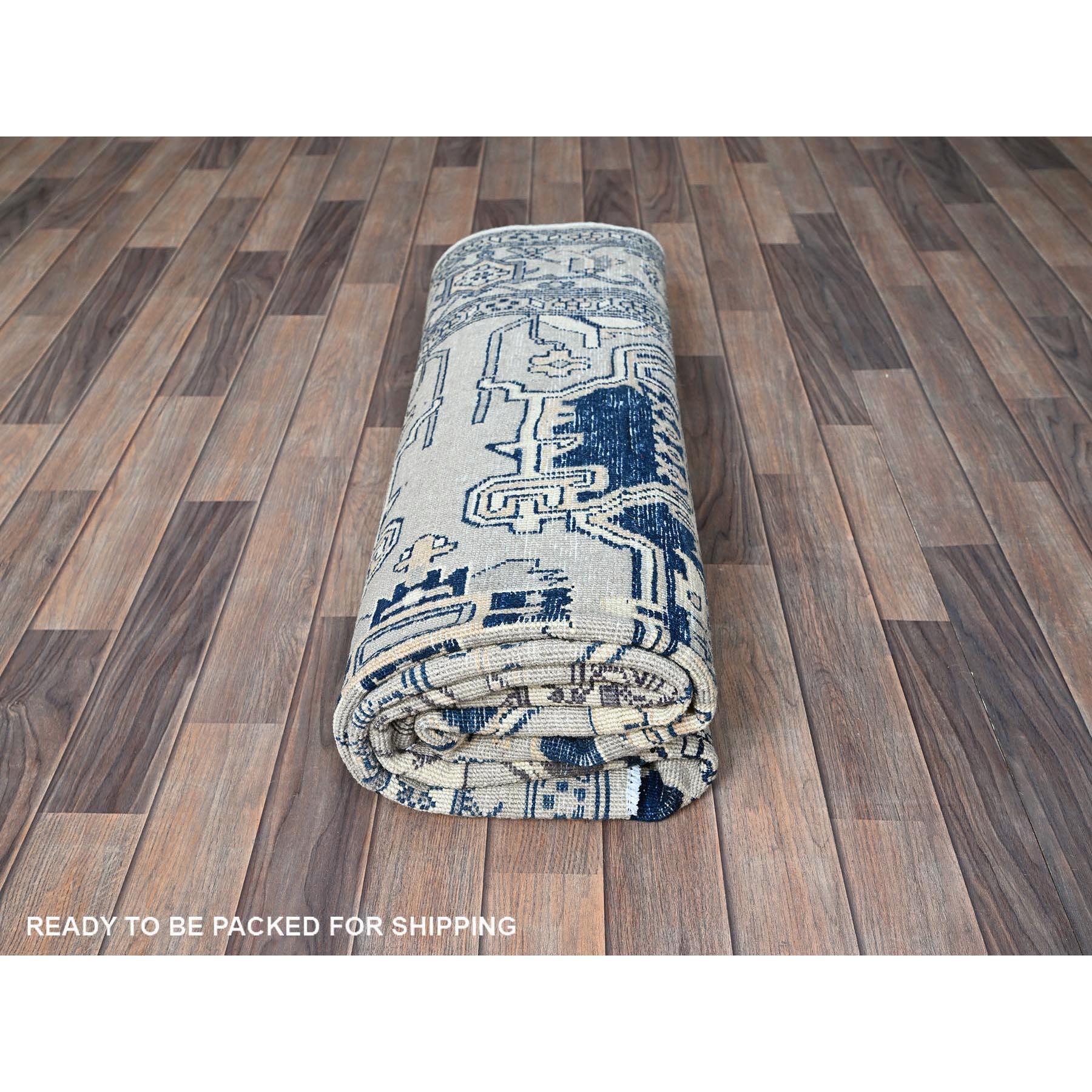 6'x9' Cloud Gray Serapi Heriz Medallion Design 100% Wool Hand Knotsted Rugs (tapis noué à la main) en vente 2