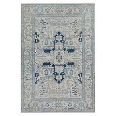 6'x9' Cloud Gray Serapi Heriz Medallion Design 100% Wool Hand Knotsted Rugs (tapis noué à la main)