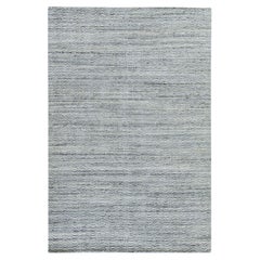 6'x9' Cloud Gray Variegated Textured Design Modern Hand Loomed Pure Wool Rug