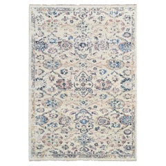 6'x9' Tapis d'Orient Oushak à poils souples en laine nouée à la main, Cream Mahal Design