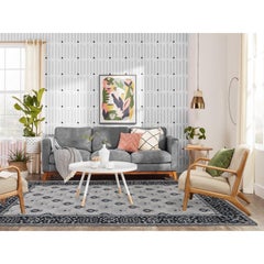 6'x9' Crema Small Design Intricato Ripetitivo Tappeto in Pura Lana Annodato a Mano