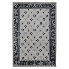 6'x9' Cream Small Intricate Repetitive Design Pure Wool Hand Knotted Rug