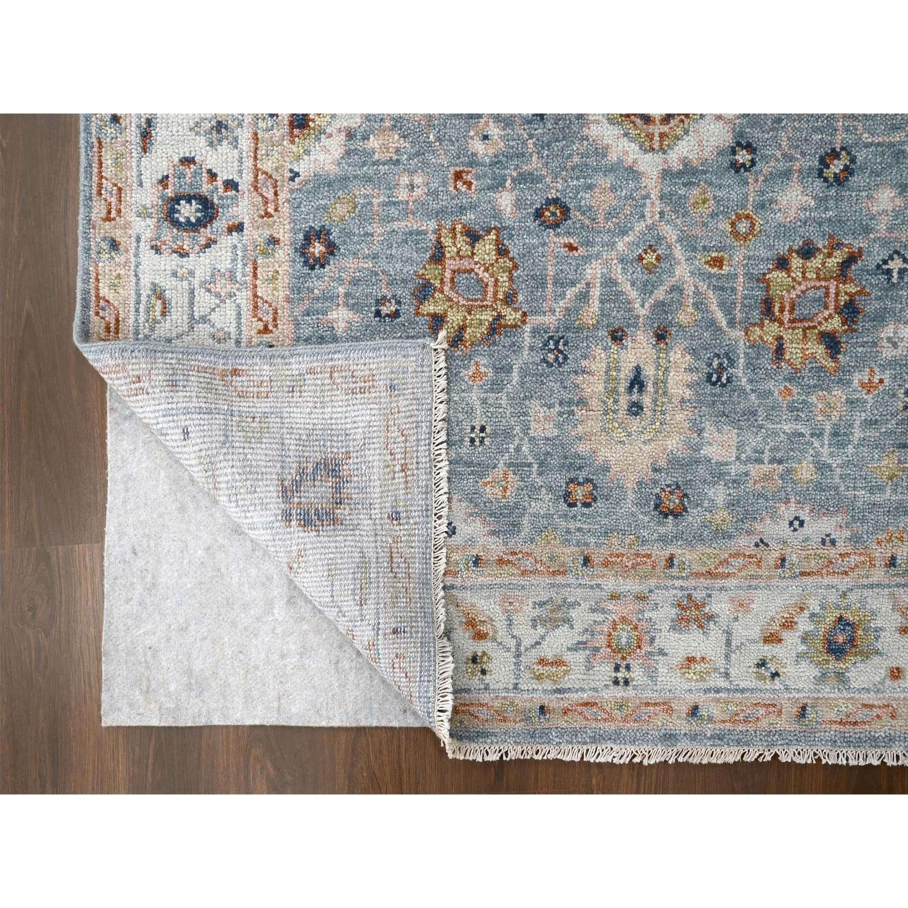 Indian 6'x9' Debonair Gray Oushak Design Organic Wool Hand Knotted Oriental Rug For Sale