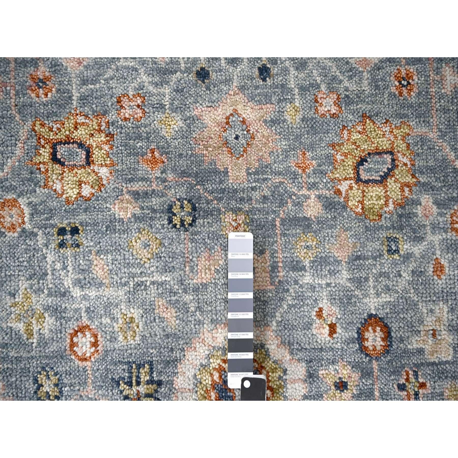 Hand-Knotted 6'x9' Debonair Gray Oushak Design Organic Wool Hand Knotted Oriental Rug For Sale