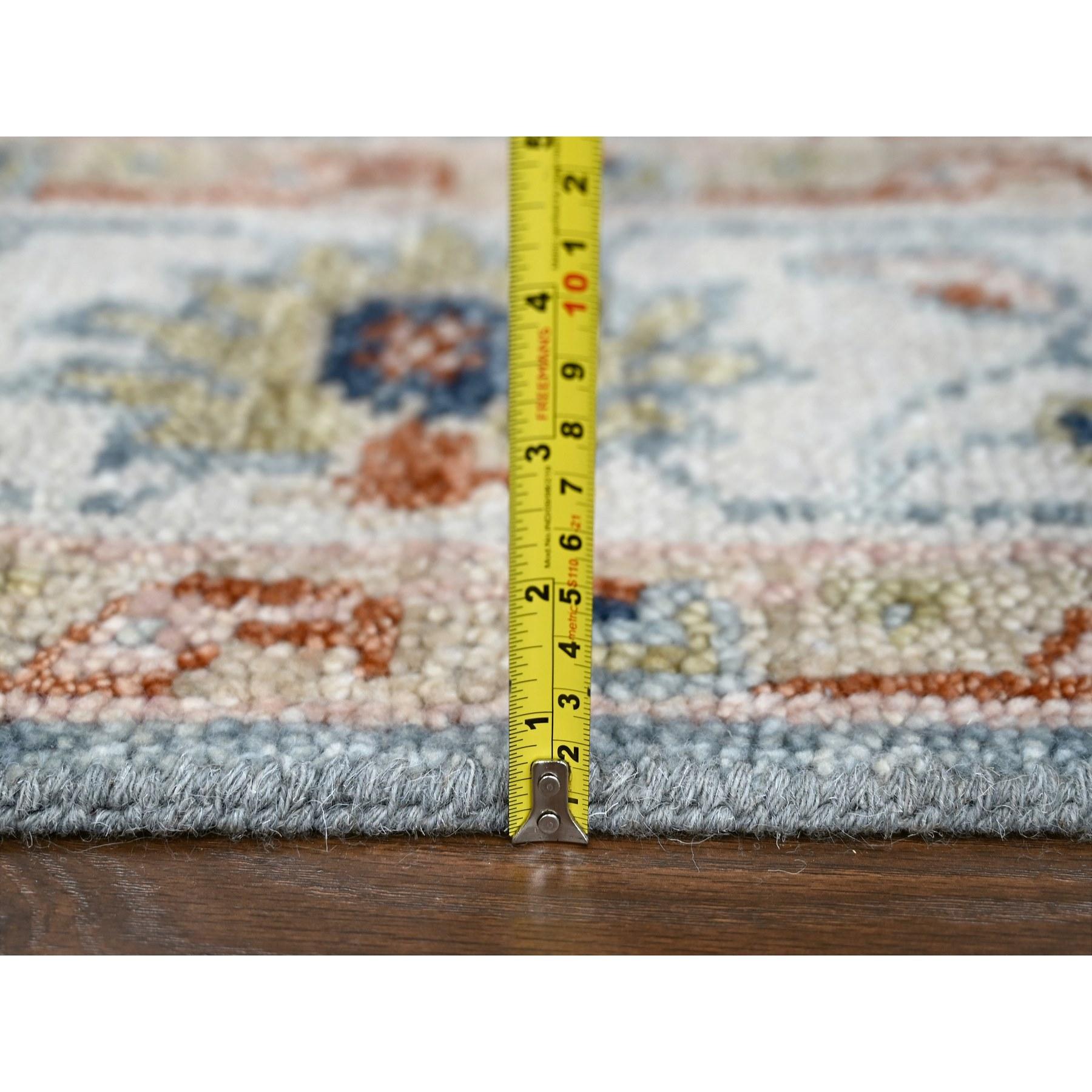 6'x9' Debonair Gray Oushak Design Organic Wool Hand Knotted Oriental Rug For Sale 1