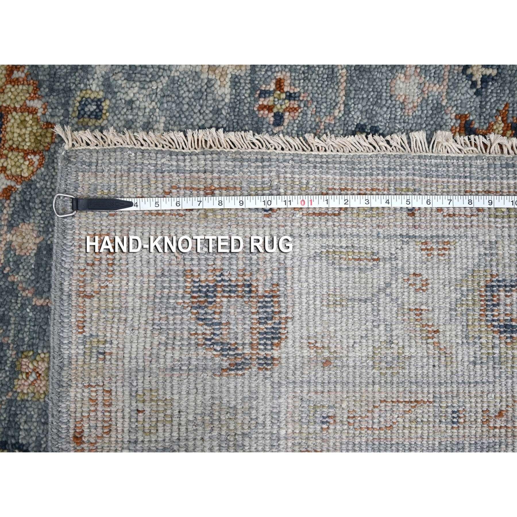 6'x9' Debonair Gray Oushak Design Organic Wool Hand Knotted Oriental Rug For Sale 2