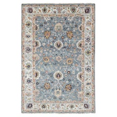 6'x9' Debonair Gray Oushak Design Organic Wool Hand Knotted Oriental Rug