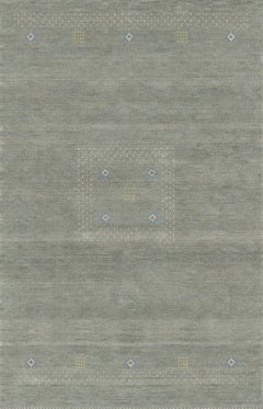 6x9 Freya Gabbeh Gray Solid Geometric Modern Handmade Wool Carpet Rug