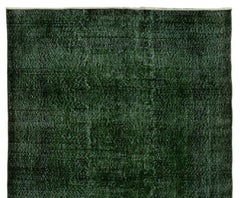 6x9 ft Vintage Distressed Handmade Turkish Area Rug Over-dyed in Dark Emerald