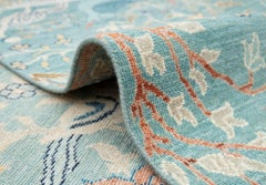 6x9 Ft Blue Birds & Peacocks Garden Hand Knotted Wool Rug ( JC - 13852 )