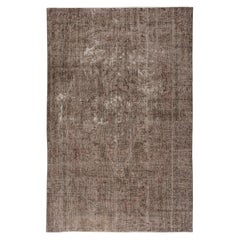 6x9 Ft Brauner Türkischer Vorleger für das Schlafzimmer. Handgefertigter Vintage-Teppich für das Wohnzimmer