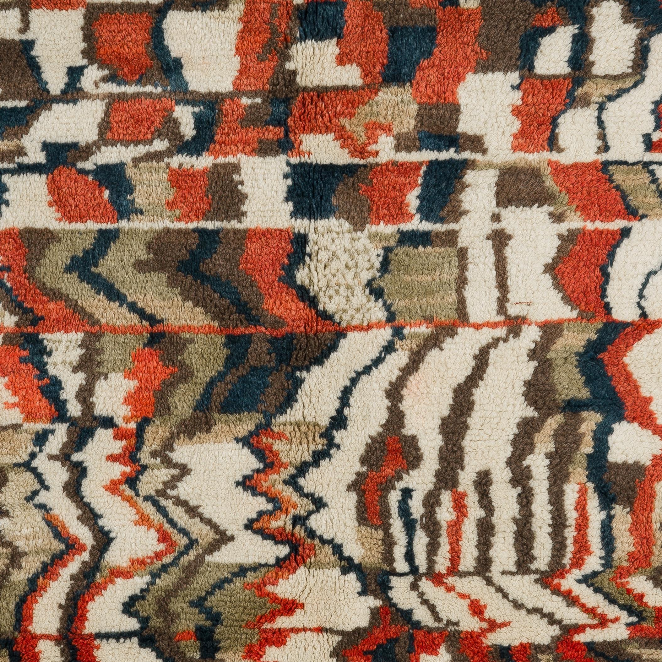 Tulu 6x9 Ft Contemporary Hand-Knotted Wool Rug with Soft Thick Pile & Abstract Design For Sale