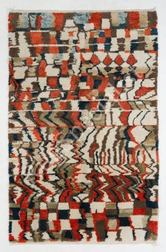 6x9 Ft Contemporary Hand-Knotted Wool Rug with Soft Thick Pile & Abstract Design