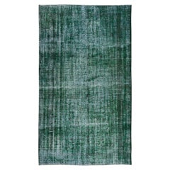 Alfombra verde para interior moderno, alfombra de lana turca vintage hecha a mano