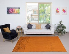 6x9 Ft Handmade Turkish Rug. Vintage Orange Redyed Carpet for Living Room
