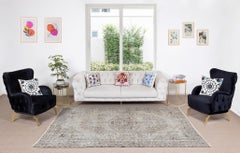 Handmade Vintage Turkish Area Rug Over-Dyed in Grey 4 Modern Interiors