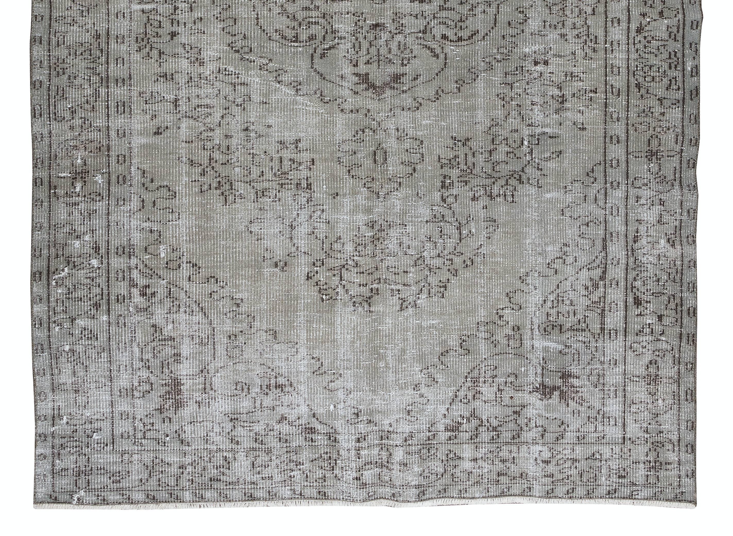 Handmade Vintage Turkish Area Rug Over-Dyed in Grey 4 Modern Interiors In Good Condition For Sale In Philadelphia, PA