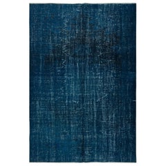 6x9 Ft Modern Area Rug in Solid Navy Blue, Hand-woven and Hand-knotted in Turkey