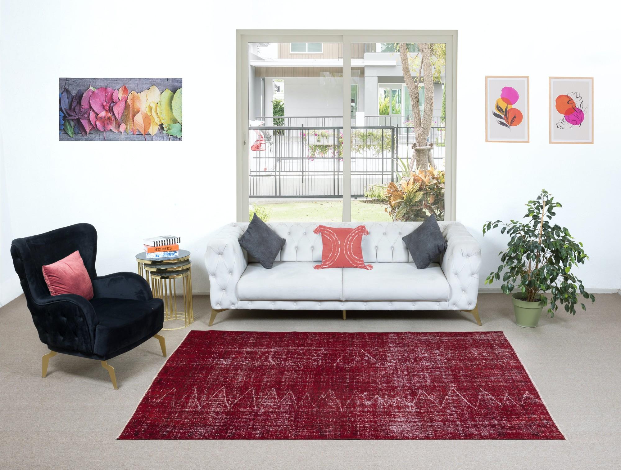 Our over-dyed rugs are all hand-knotted vintage pieces that are recreated in our workshop to cater to a wider range of interior design choices from modern to coastal, from industrial to rustic/cottage. These 50 to 70 year-old rugs were hand-knotted