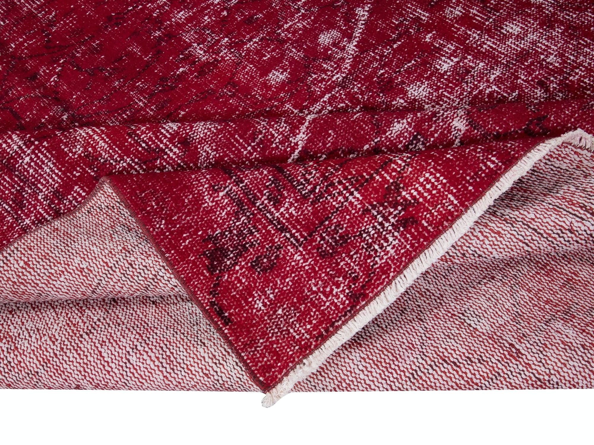 Hand-Knotted 6x9 Ft Modern & Contemporary Rug in Dark Red, Handmade Turkish Wool Carpet For Sale