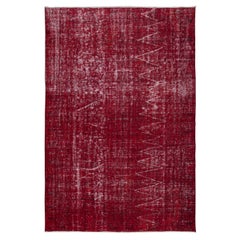 6x9 Ft Modern & Contemporary Rug in Dark Red, Handmade Turkish Wool Carpet