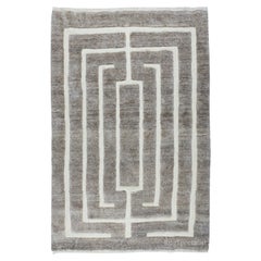 6x9 Fuß Moderner handgefertigter Tulu-Teppich in Grau, 100 % Wolle, auf Bestellung gefertigt, anpassbar
