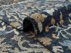 6x9 Ft Navy Birds & Peacocks Garden Hand Knotted Wool Rug ( JC - 13906 )